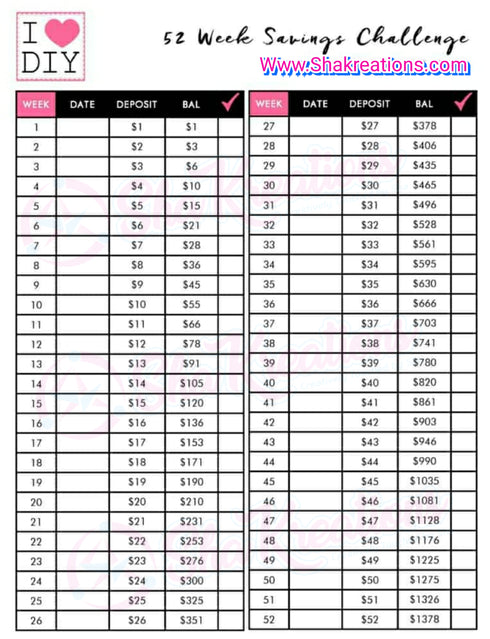 52 Week Money Savings Challenge